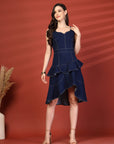 Women Ruffled A-Line Midi Dress