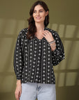 Women Opaque Printed Casual Buttoned Top