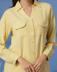 Yellow Women Opaque Casual Buttoned Top