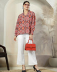 Multicoloured floral printed opaque Casual Buttoned Top