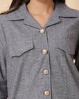 Grey Women Open Front Jacket