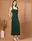 Women Sheath Midi Green Dress
