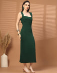 Women Sheath Midi Green Dress