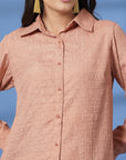 Pink Women Opaque Casual Buttoned Top
