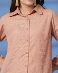 Pink Women Opaque Casual Buttoned Top