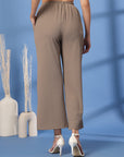 Beige Solid Loose Fit Trousers