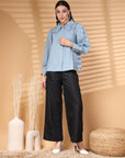 Sea Green Regular Sleeves Above the Keyboard Collar Women Standard Opaque Casual Buttoned Top