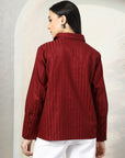 Women Maroon Casual Buttoned Top