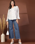 Women Opaque Striped Casual Buttoned Top
