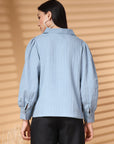 Sea Green Regular Sleeves Above the Keyboard Collar Women Standard Opaque Casual Buttoned Top