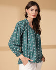 Women Opaque Printed Casual Buttoned Top
