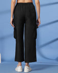 Black Solid Pleated Trousers
