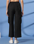 Black Solid Pleated Trousers