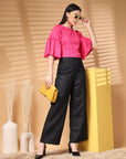 Pink Solid Round Neck Top