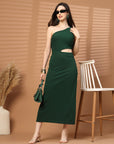 Women Sheath Midi Green Dress