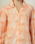 Orange Printed opaque Regular Sleeve Casual Buttoned Top