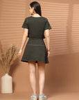 Women Round Neck Top With Skirt Co-Ords