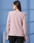 Pink Women Opaque Casual Buttoned Top