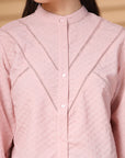 Solid Pink Regular Sleeves Spread Collar Casual Buttoned Top