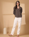 Women Opaque Printed Casual Buttoned Top