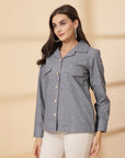Grey Women Open Front Jacket