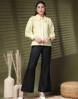 Yellow Regular Sleeves Above the Keyboard Collar Women Standard Opaque Casual Buttoned Top