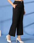 Black Solid Loose Fit Trousers