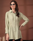 Women Standard Opaque Casual Buttoned Top