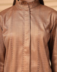 Brown Regular Sleeves Spread Collar Women Standard Opaque Casual Buttoned Top