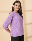 Purple Puff Sleeve Top