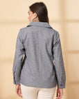 Grey Women Open Front Jacket