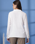 White Women Opaque Casual Buttoned Top