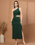 Women Sheath Midi Green Dress