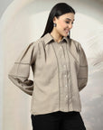 Women Standard Opaque Casual Buttoned Top