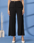 Black Solid Loose Fit Trousers