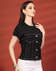 Women Colourblocked Cotton Top