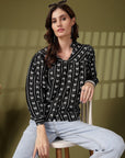 Women Opaque Printed Casual Buttoned Top