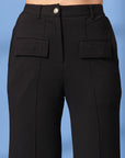 Black Solid Loose Fit Trousers