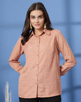 Pink Women Opaque Casual Buttoned Top