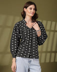 Women Opaque Printed Casual Buttoned Top