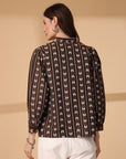 Women Opaque Printed Casual Buttoned Top