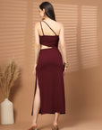 Women Sheath Midi Maroon Dress