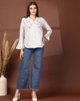 Women Opaque Striped Casual Buttoned Top
