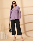 Purple Women Opaque Casual Buttoned Top