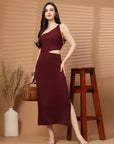 Women Sheath Midi Maroon Dress