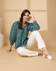 Women Opaque Printed Casual Buttoned Top