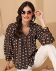 Women Opaque Printed Casual Buttoned Top