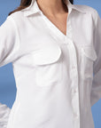 White Women Opaque Casual Buttoned Top