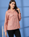 Pink Women Open Front Jacket