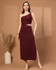 Women Sheath Midi Maroon Dress